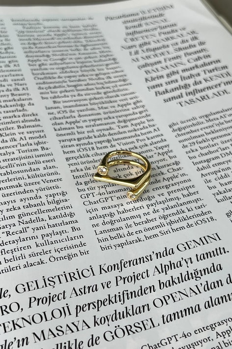 Yassı Taş Yüzük Gold