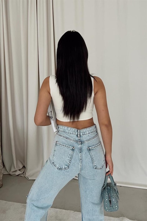 Cut Out Korsaj Top Krem