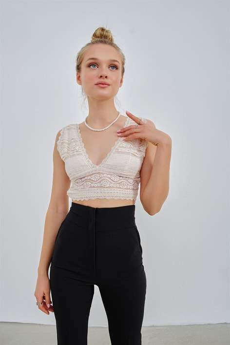 Dantelli Bralet Bej