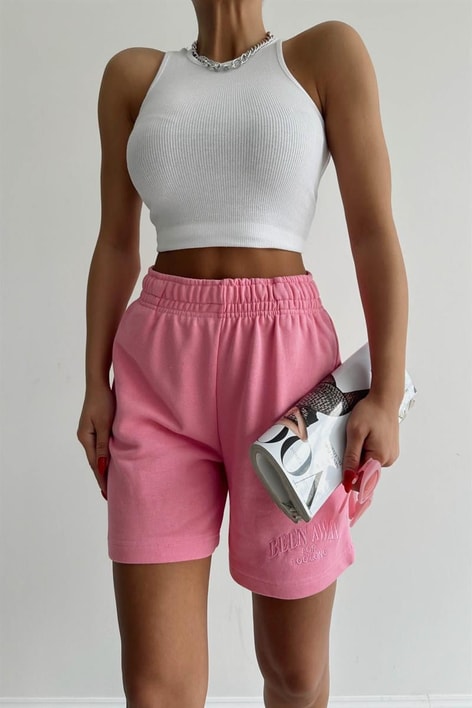 Fitilli Crop Atlet Beyaz