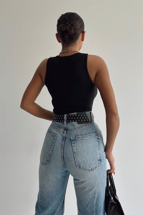 Halter Yaka Crop Atlet Siyah