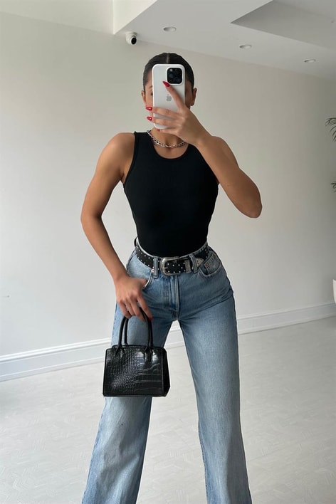 Halter Yaka Crop Atlet Siyah