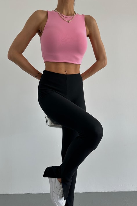 Halter Yaka Crop Pembe