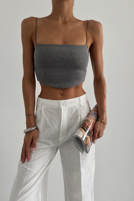 İp Askı Crop Koyu Gri