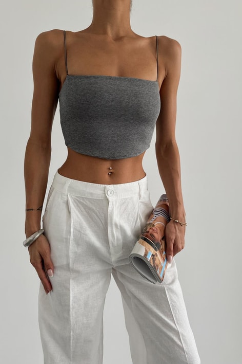 İp Askı Crop Koyu Gri