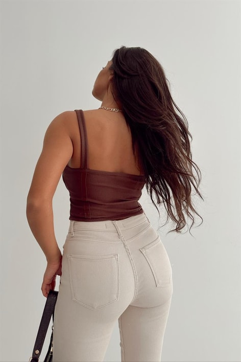 Korsaj Crop Top Kahve