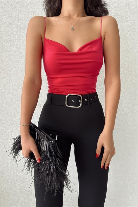 Sırt Dekolteli Basic Crop Top Fuşya