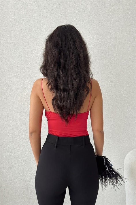 Sırt Dekolteli Basic Crop Top Fuşya