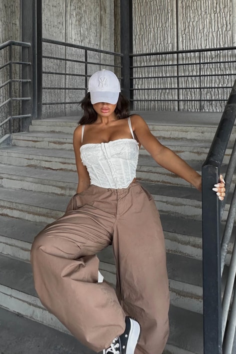 Straplez Dantelli Korsaj Crop Beyaz