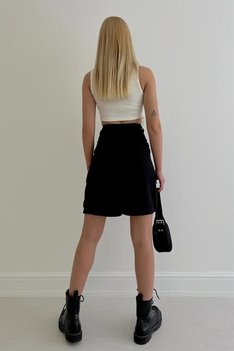 Su Yolu Taşlı Crop Top Beyaz