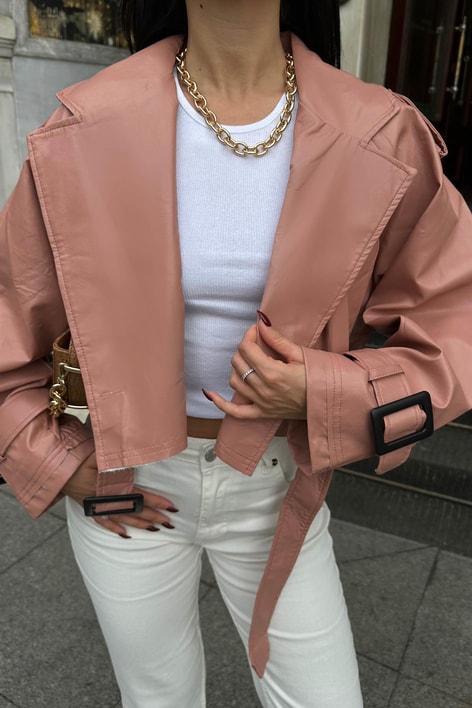 Kısa Deri Trenç Pudra