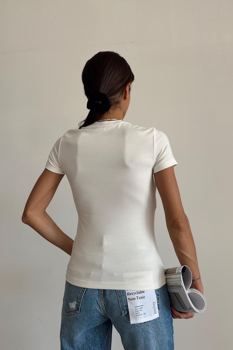 Basic Kısa Kol Bluz Ekru