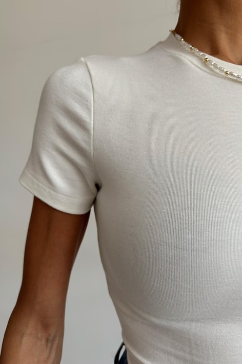 Basic Kısa Kol Bluz Ekru
