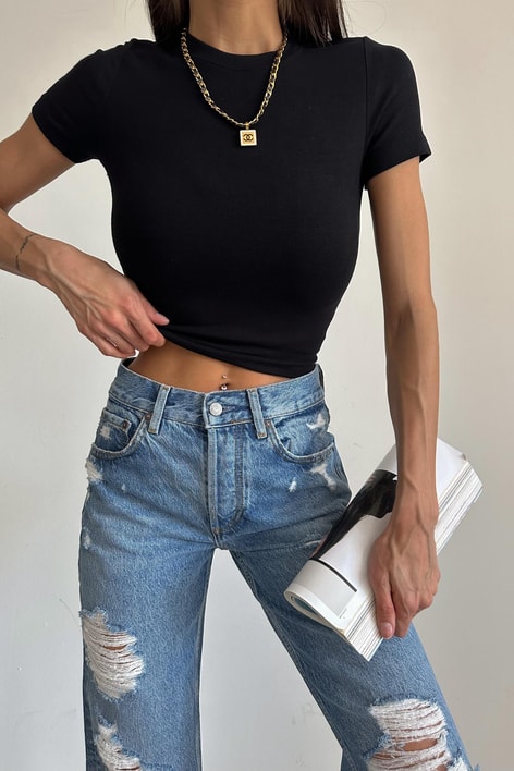 Basic Kısa Kol Bluz Siyah