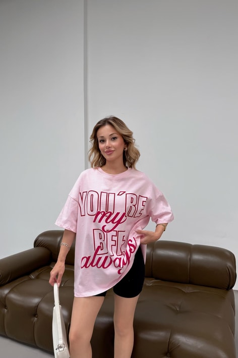 Bff Oversize Tshirt Pembe