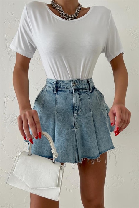 Bisiklet Yaka Basic Oversize Tshirt Beyaz