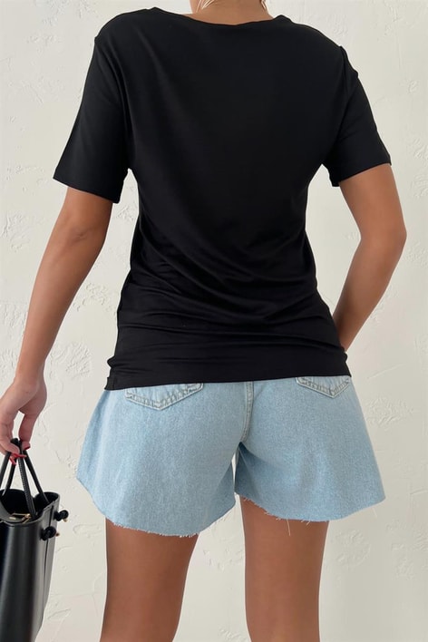 Bisiklet Yaka Basic Oversize Tshirt Siyah