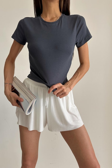 Bisiklet Yaka Basic Tshirt Antrasit