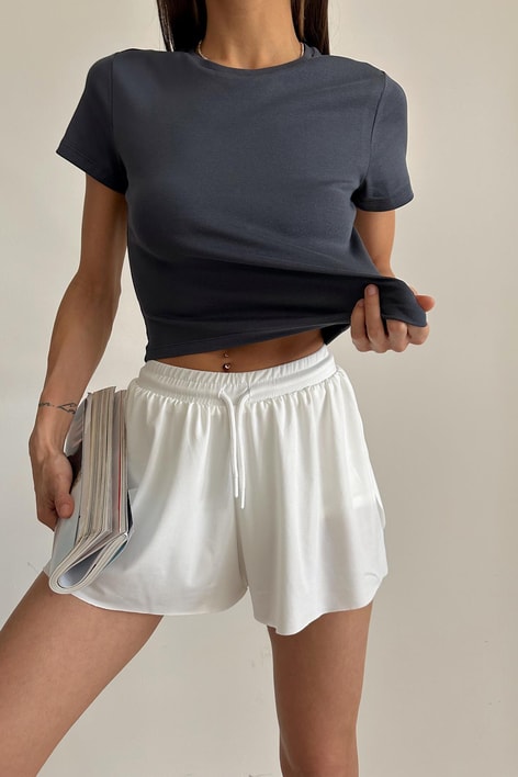 Bisiklet Yaka Basic Tshirt Antrasit