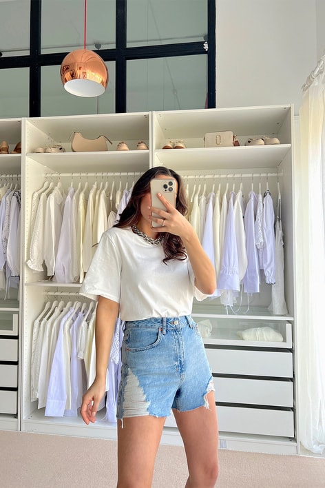 Bisiklet Yaka Basic Tshirt Beyaz