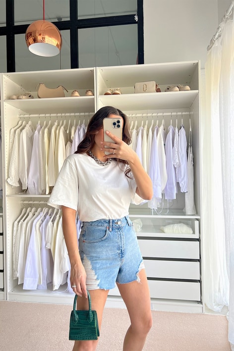 Bisiklet Yaka Basic Tshirt Beyaz