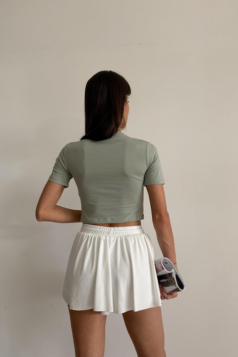 Bisiklet Yaka Basic Tshirt Çağla Yeşili