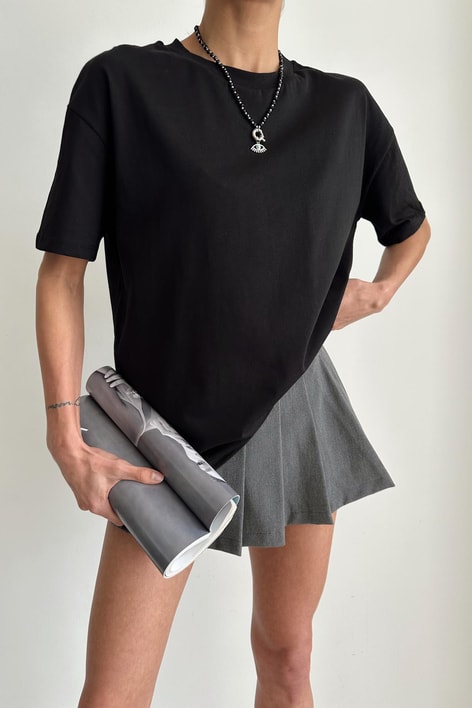 Bisiklet Yaka Basic Tsirht Siyah