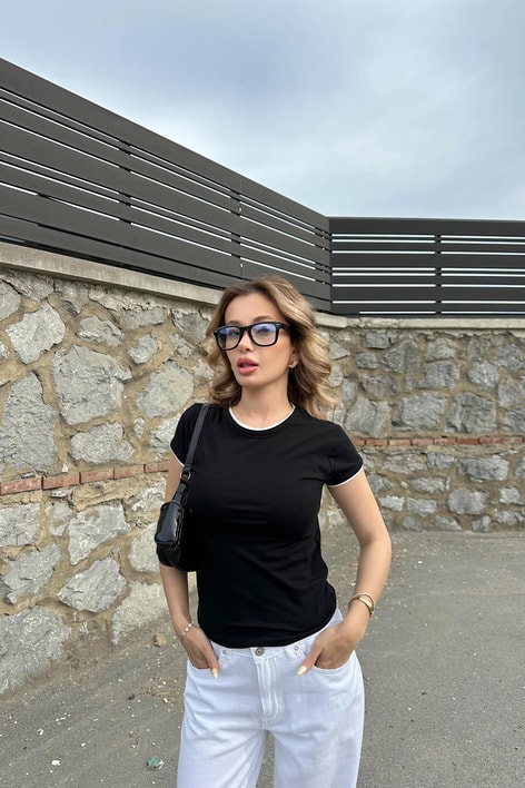 Bıye Detay Tshırt Siyah