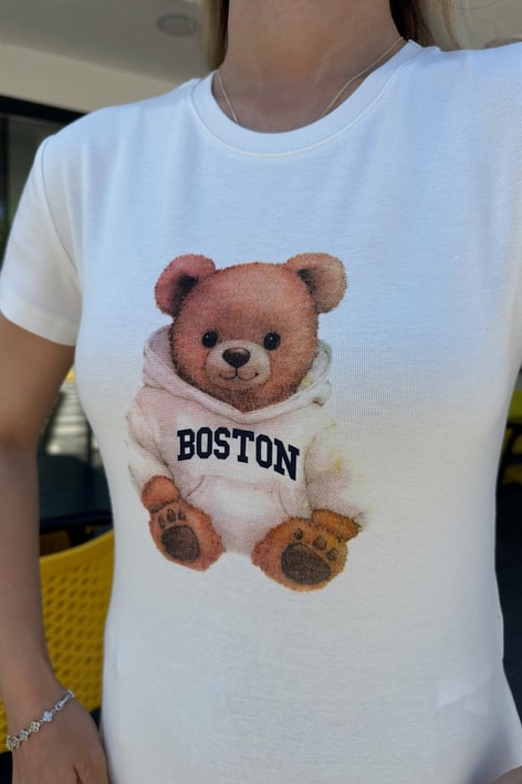 Boston Teddy Tshirt Beyaz
