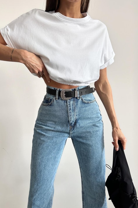 Büzgülü Basic Tshirt Beyaz