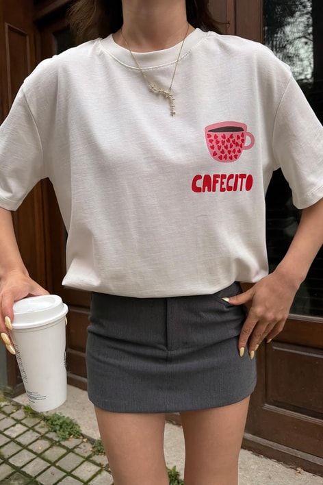 Cafecıto  Tshirt Beyaz