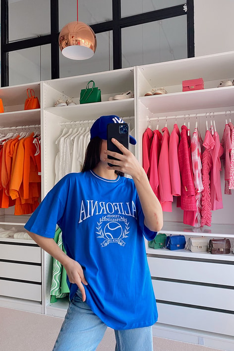 California Oversize Tshirt Mavi