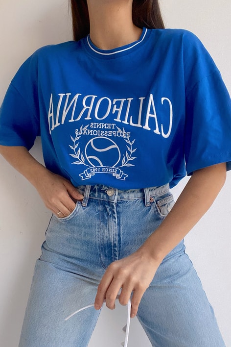 California Oversize Tshirt Mavi