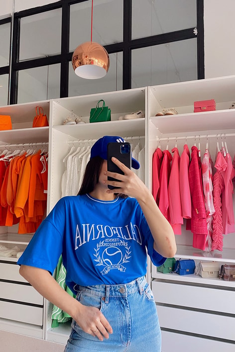 California Oversize Tshirt Mavi