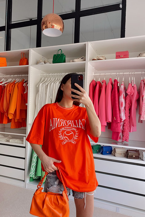 California Oversize Tshirt Turuncu