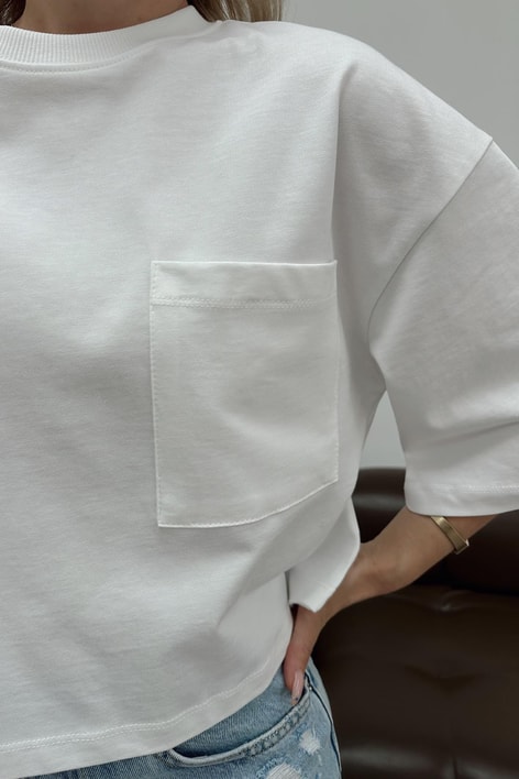 Cepli Crop Tshirt Beyaz
