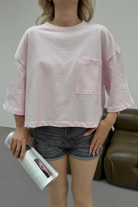 Cepli Crop Tshirt Pembe