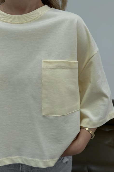 Cepli Crop Tshirt Sarı