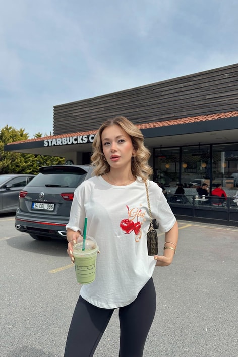 Cherry Tshirt Beyaz