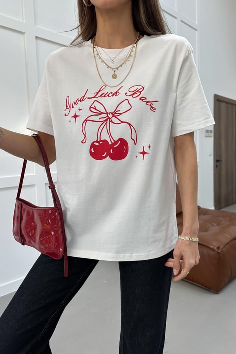 Cherry Tshirt Beyaz