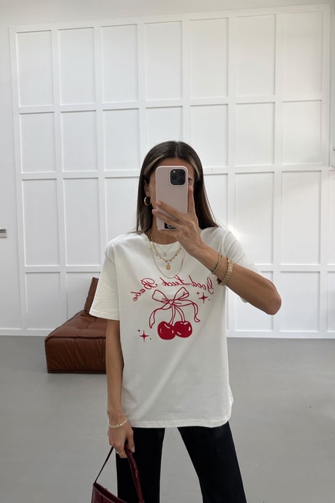 Cherry Tshirt Beyaz