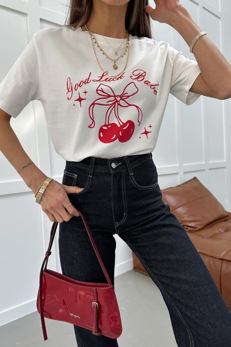 Cherry Tshirt Beyaz