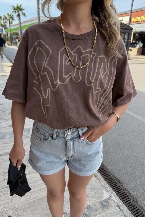 Coffee Yıkamalı Tshirt Kahve