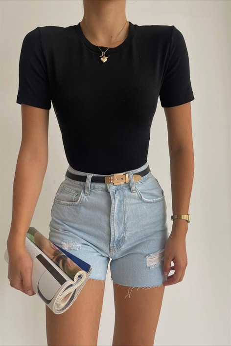 Crop Tshirt Siyah