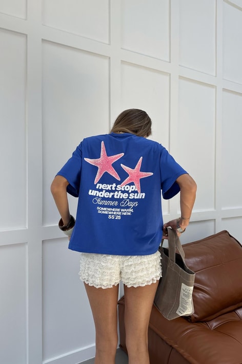 Deniz Yıldızı Baskılı Tshirt Mavi