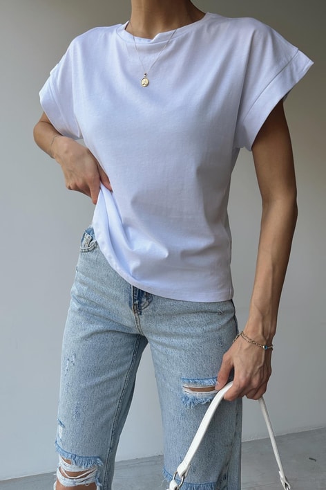 Double Kol Basic Tshirt Beyaz