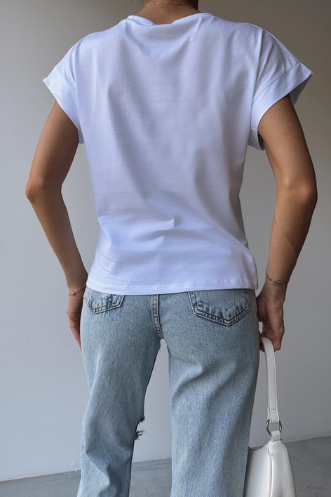 Double Kol Basic Tshirt Beyaz