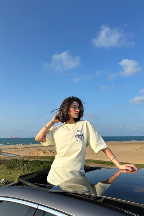 Fancy Baskılı Tshirt Sarı