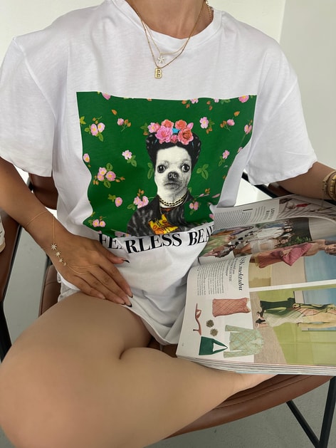 Fearless Baskı Tshirt Beyaz