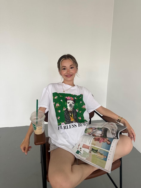 Fearless Baskı Tshirt Beyaz
